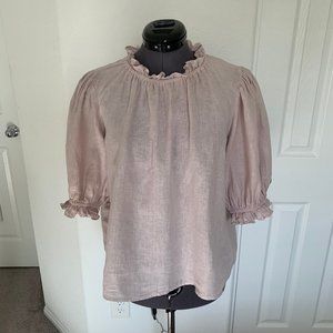 Pale lilac linen ruffled top